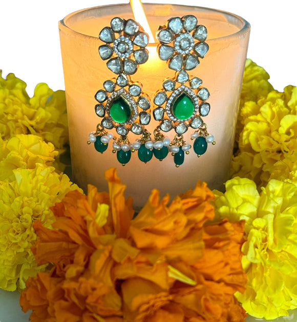 Opulent Gold Moissanite Emerald Drops