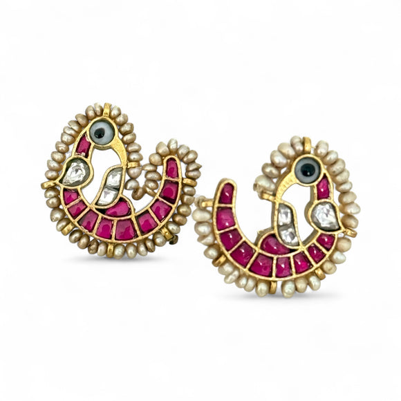Opulent Gold Kundan Bird Studs