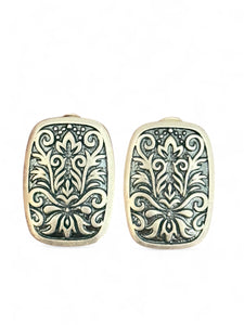 Silver Carved Long Studs