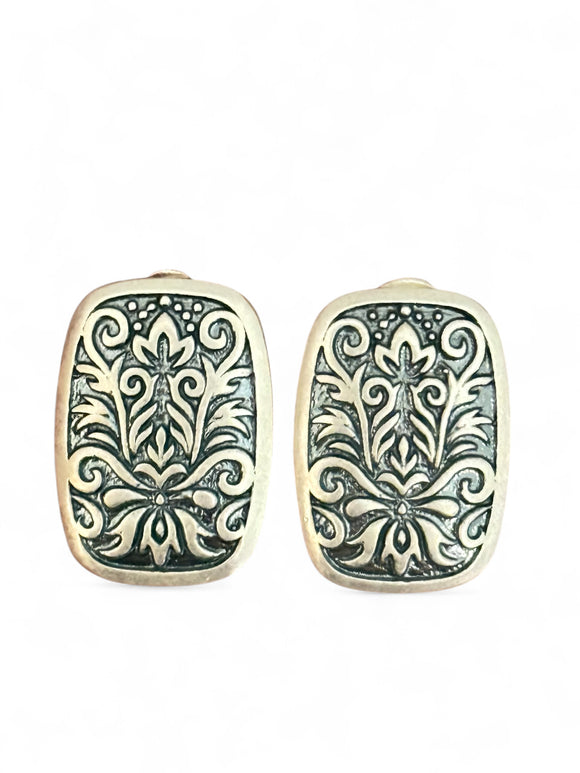 Silver Carved Long Studs