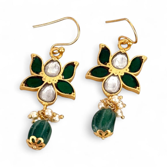 Opulent Gold Lotus Emerald Drops