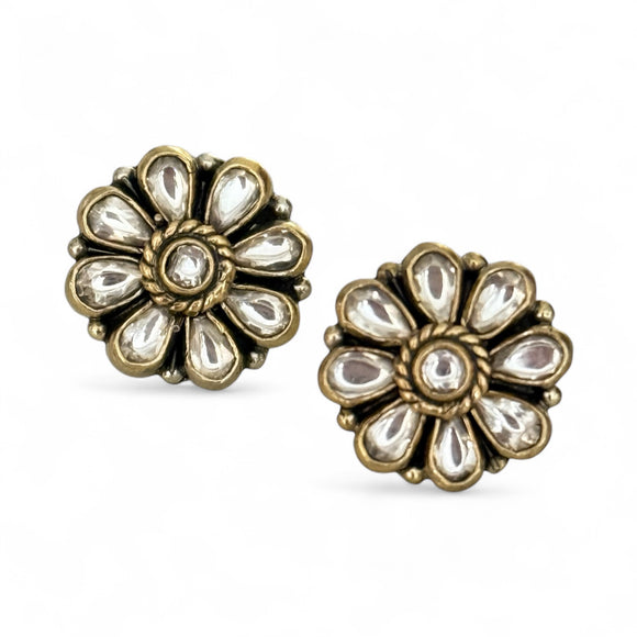 Opulent Gold Flower Studs