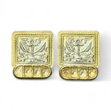 Two Tone Carved Square Studs