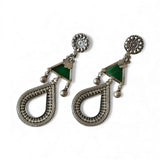 Green Long Carved Tear Drops