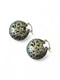 Silver Cut Design Round Big Studs