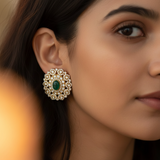 Opulent Gold Moissanite Emerald Studs