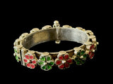 Carved Red Green Kundan Bangle