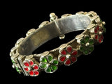 Carved Red Green Kundan Bangle