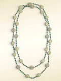 Stonned Turquoise Pearl Long Necklace