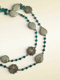 Stonned Turquoise Pearl Long Necklace
