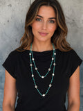 Stonned Pearl Turquoise Long Necklace