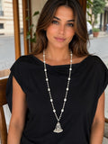 Stonned Pearl Jhumkie Long Necklace