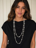 Stonned Pearl Long Necklace