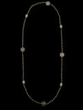 Stonned Disc Pearl Long Necklace