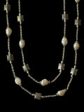 Stonned Pearl Squares Long Necklace