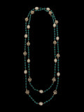 Stonned Pearl Turquoise Long Necklace