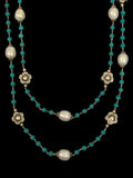 Stonned Pearl Turquoise Long Necklace