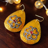 Opulent Gold Textured Oval Earrings