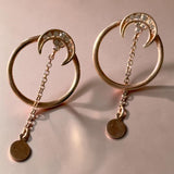 Opulent Gold Rose Crescent Earrings