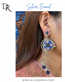 Enamel Pink Blue Long Earring