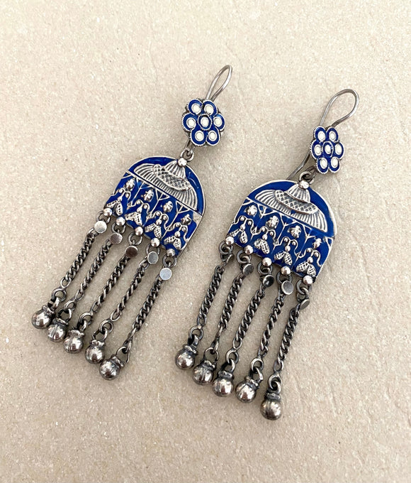 Enamel Blue Tribal Long