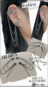 Ear cuffs dual floral chains