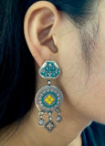 Enamel  Turquoise Yellow Floral