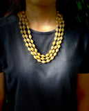 Dholki Beads small three strand gold