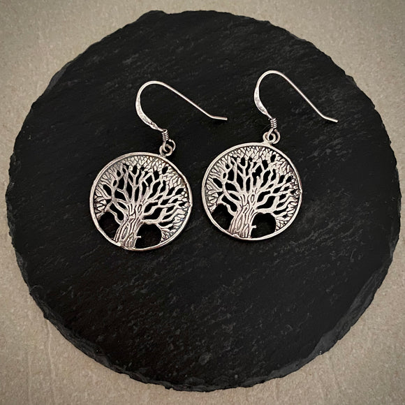 Silver Round Tree of Life drops