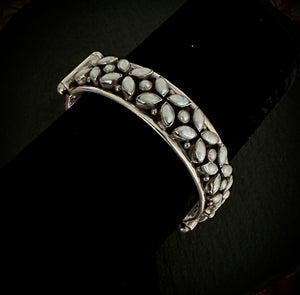Carved Floral Pearl Bangle