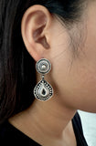 Tribal Flower Carved Teardrop Earrings