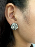 Silver Carved Floral Round Studs