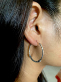 Silver Round Design Hoops Small