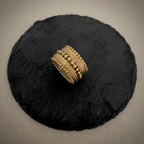 Carved Broad Gold Band