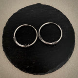 Silver Round Design Hoops Small