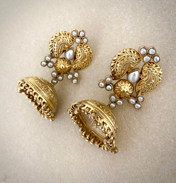 Opulent gold Pearl jhumkie