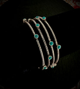 Carved Dotted Turquoise Bangle