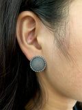 Silver Dotted Round Studs