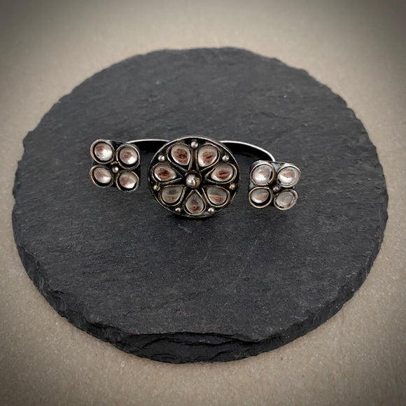 Statement floral double ring