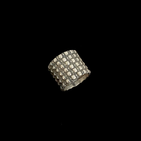 Silver Dotted Band  Ring