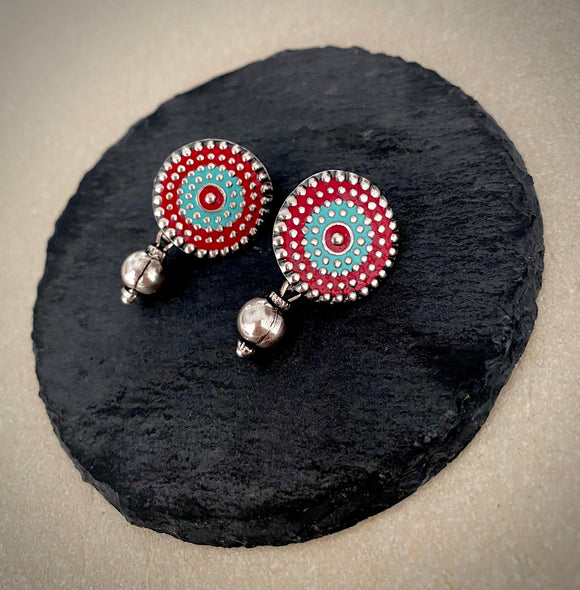 Enamel Turquoise Dotted Studs