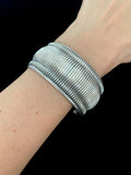 Carved Lined Silver  Cuff