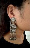 Tribal Long Antique Floral Earrings