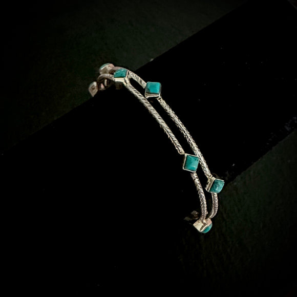 Carved Square Turquoise Bangle