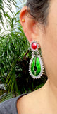 Red Green Enamel Earring