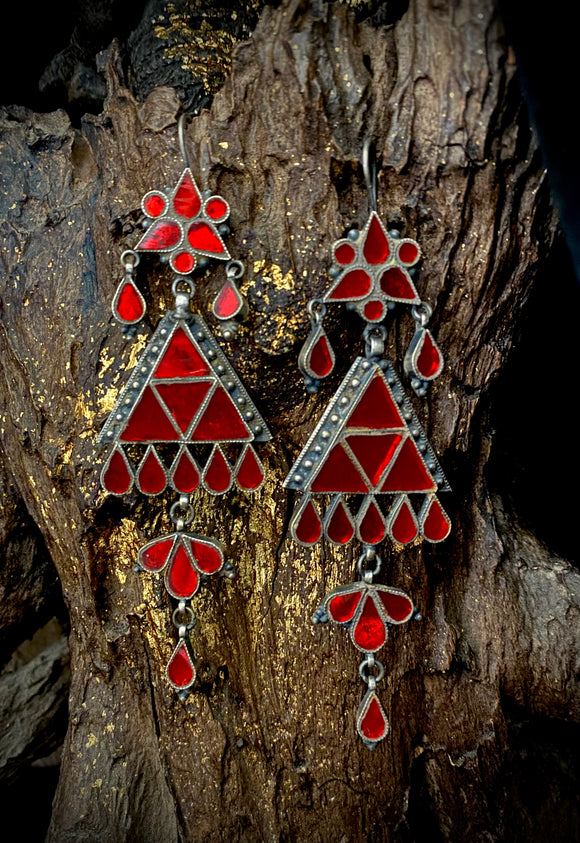 Sheesha Earring  Red Triangles