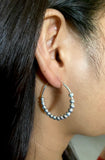 Silver Round Dotted Hoops