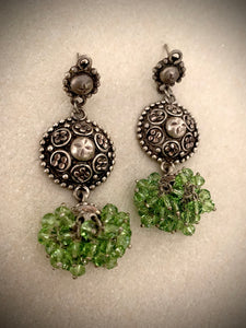 Stoned earrings with green jhumkie