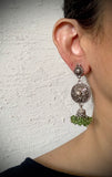 Stoned earrings with green jhumkie