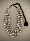 Dholki Beads five strands silver